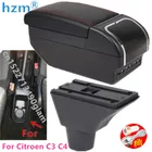 Подлокотник для Citroen C3 C4, центральная консоль, центральный контейнер для хранения, подстаканник, аксессуары, запчасти, зарядка через USB