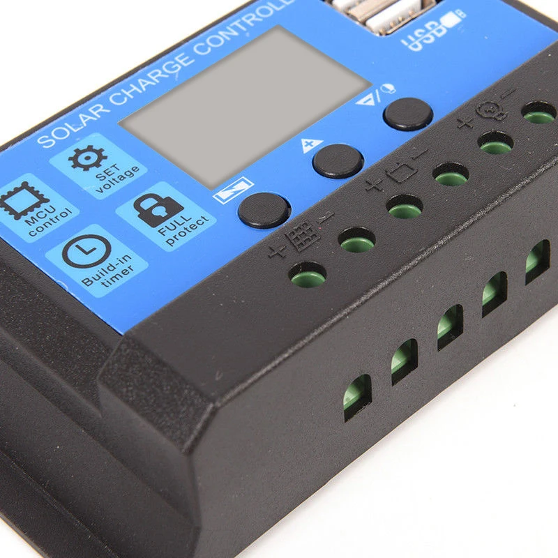PWM 10-30A Солнечный Контроллер заряда 12 в 24 авто ЖК двойной USB 5 В выход солнечная