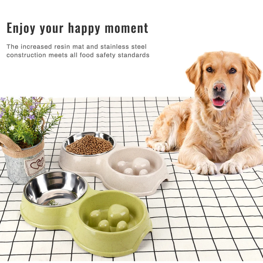 Кормушки для собак из нержавеющей стали пластиковые медленные миски кормления и