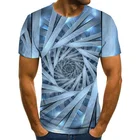 Новинка 2021, Мужская футболка с трехмерным вращением, летние модные топы с коротким рукавом и круглым вырезом, визуальная трехмерная рубашка