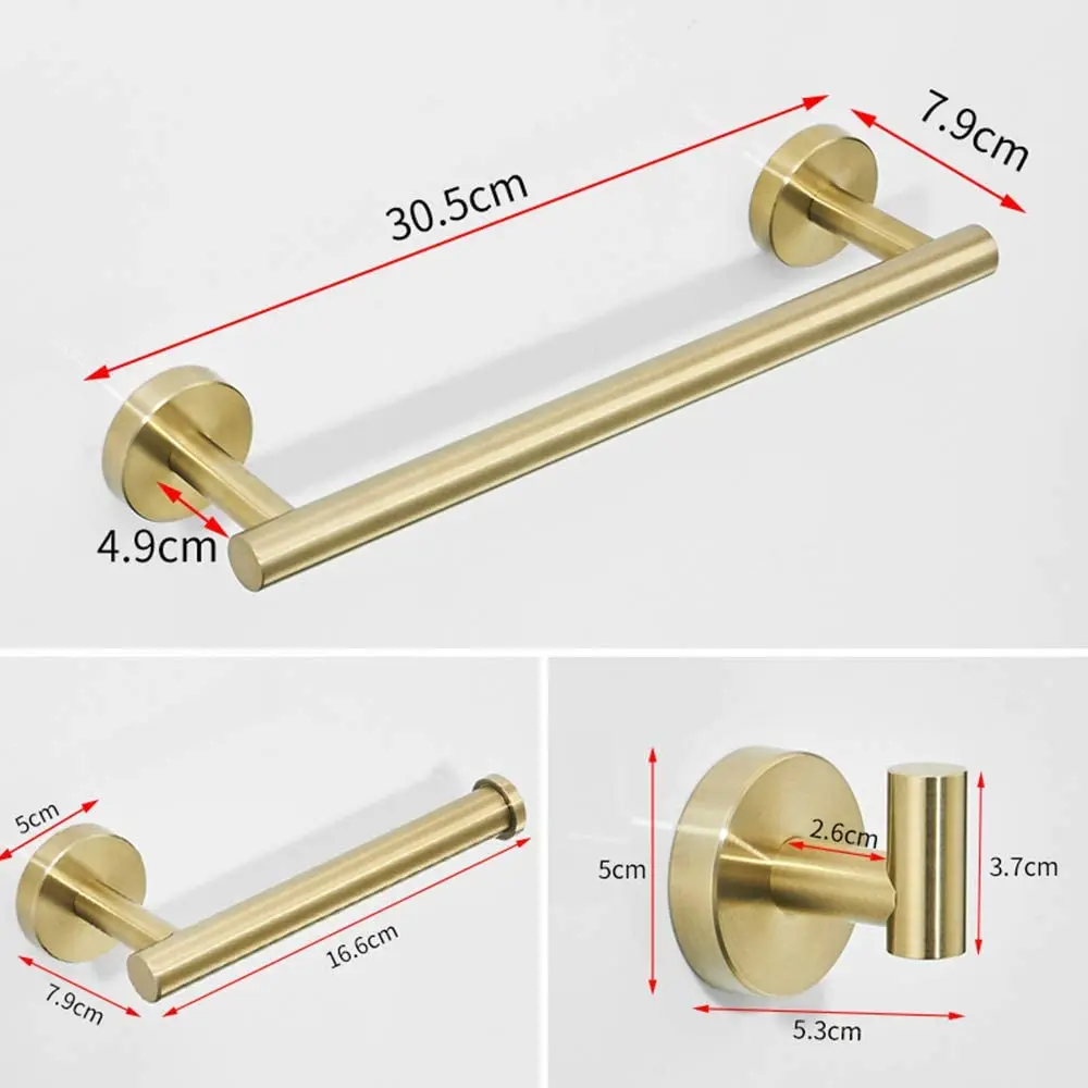 

Free Shipping Sus304 Stainless Steel Wall Mounted Toilet Paper Holder Bathroom Hardware Accessories Brushed Gold Towel Bar Hook