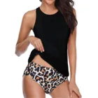 Купальник женский, с леопардовым принтом, с высокой талией