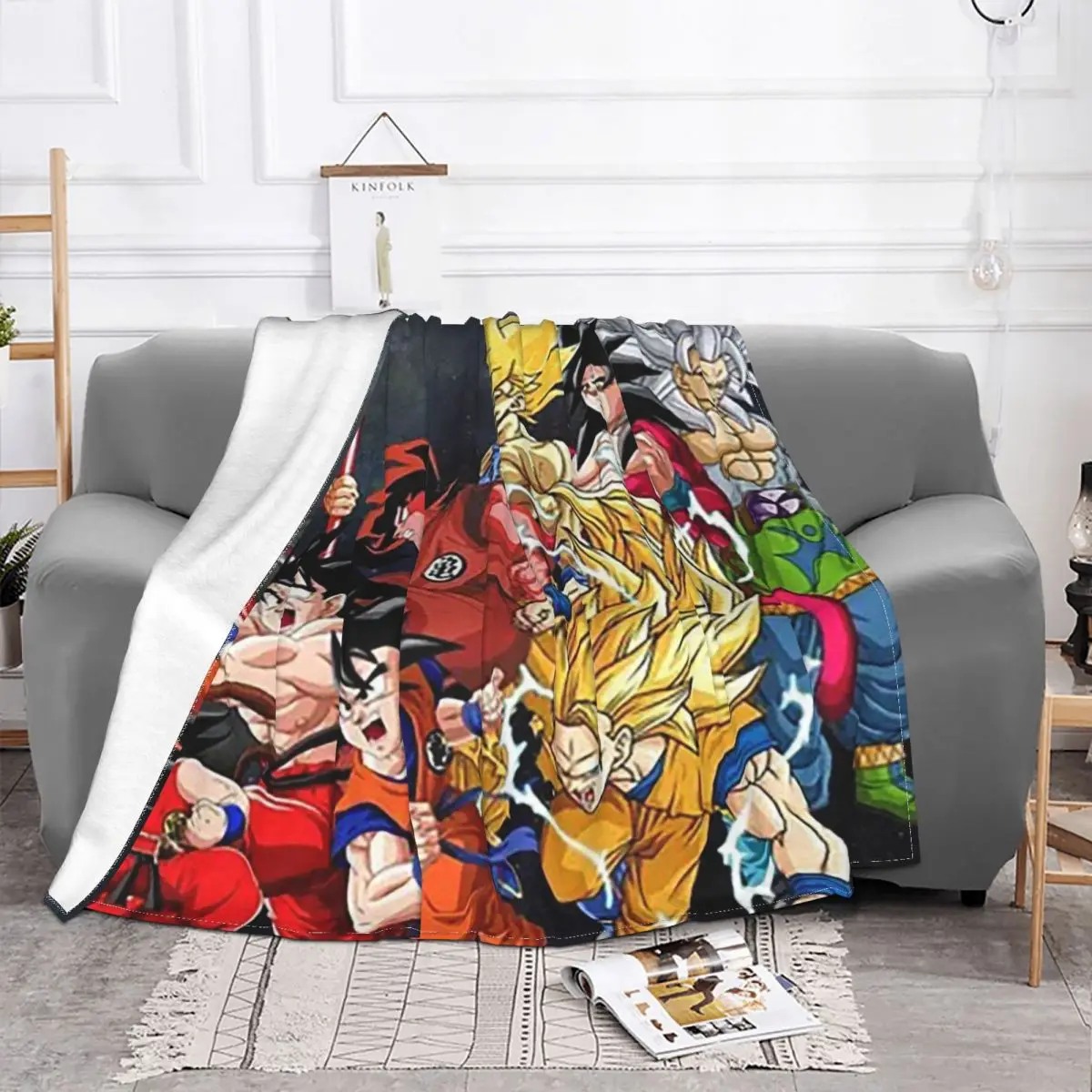 Крутое летнее Флисовое одеяло Son Goku многофункциональное ультрамягкое в японском