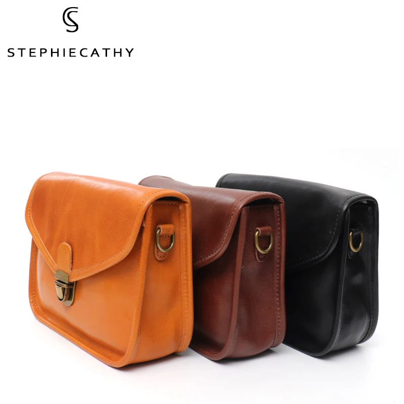 Женская винтажная Сумка-Кроссбоди из воловьей кожи с замком |