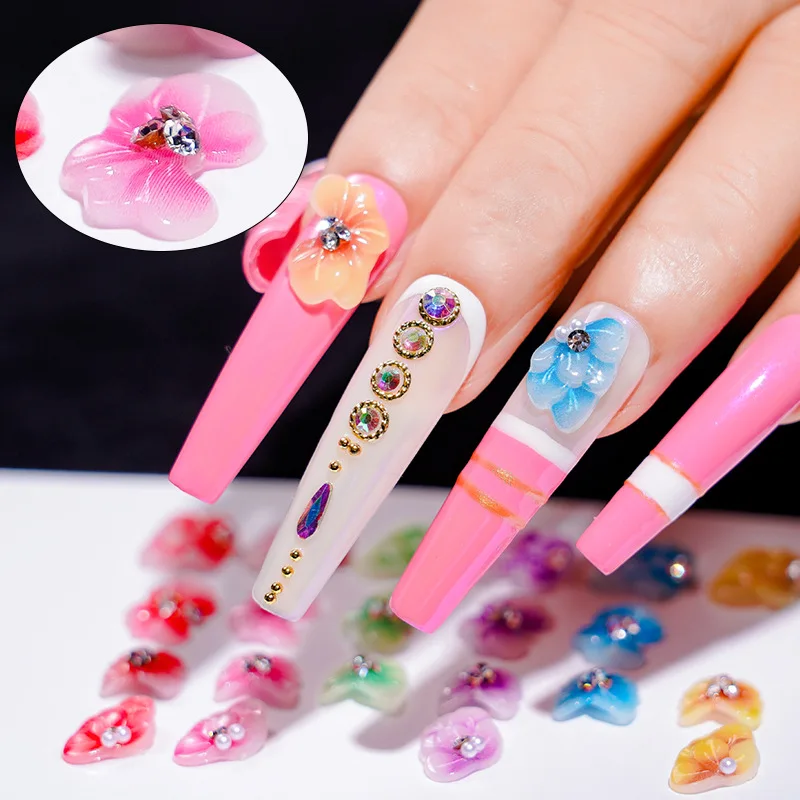 

1 пакет, большие лепестки, 3D зернистость, листья, градиентные лепестки, сделай сам, акриловые украшения для ногтевого дизайна, Гель-лак для УФ...