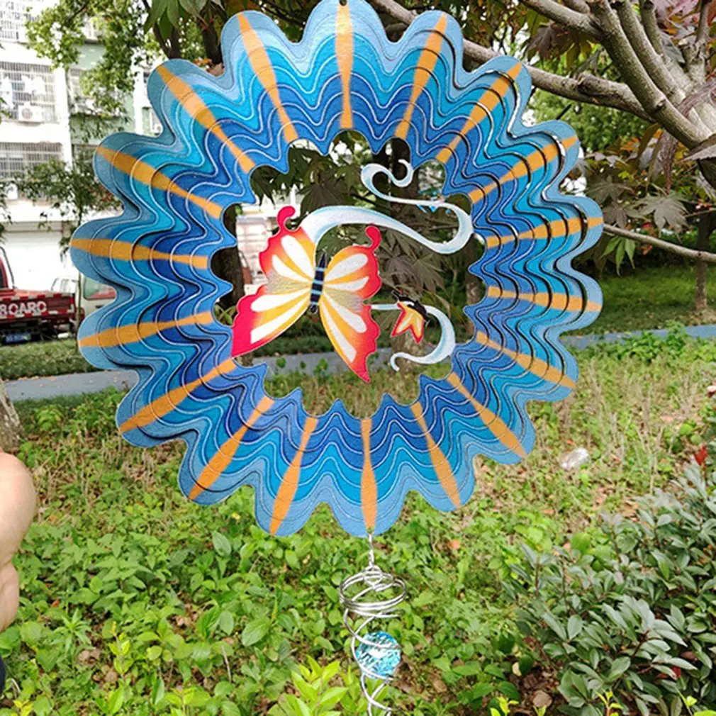 

Wind Spinner Yard Art Garden Decor 3D Stainless Steel Metal Sculptures Hanging Whirligigs Decorations Windmill Wind Spinner