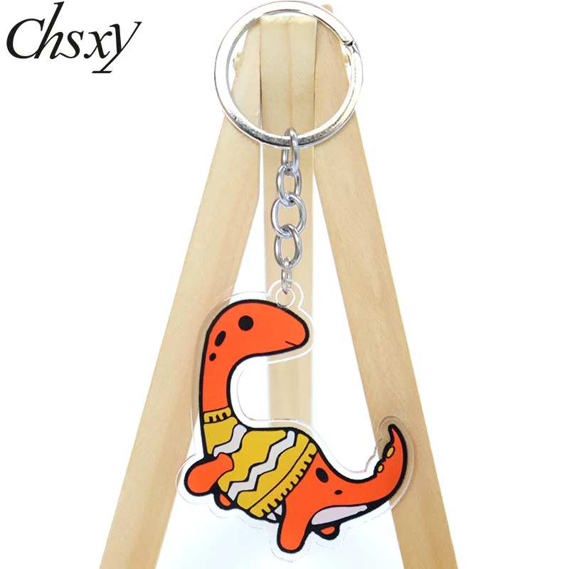 

Cartoon Dinosaur Keychain Jurassic Animal Stegosaurus Pterosauria Tyrannosaurus Acrylic Keyring for Kid Friend Jewelry Souvenirs