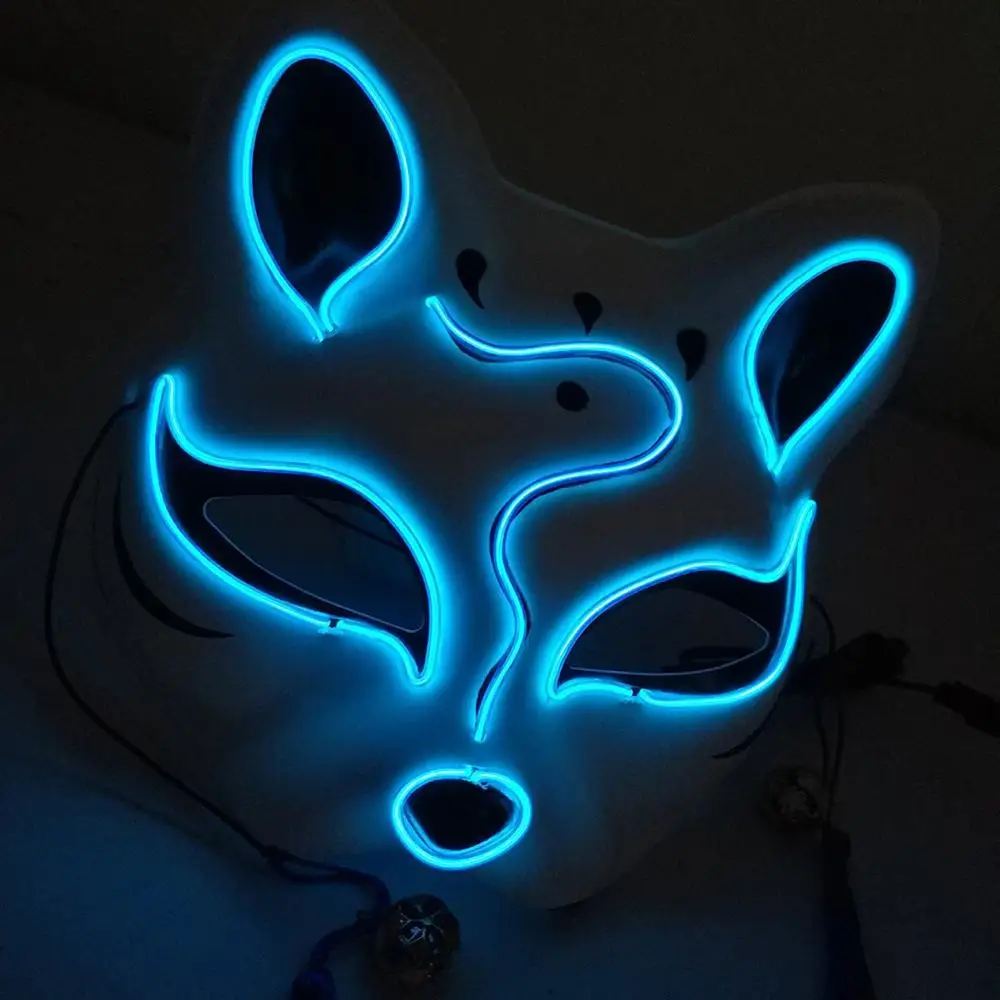 1 Хэллоуин маска светодиодный Maske светильник Вечерние Маски ПВХ лицевая маска в виде кошки - Цвет: 1