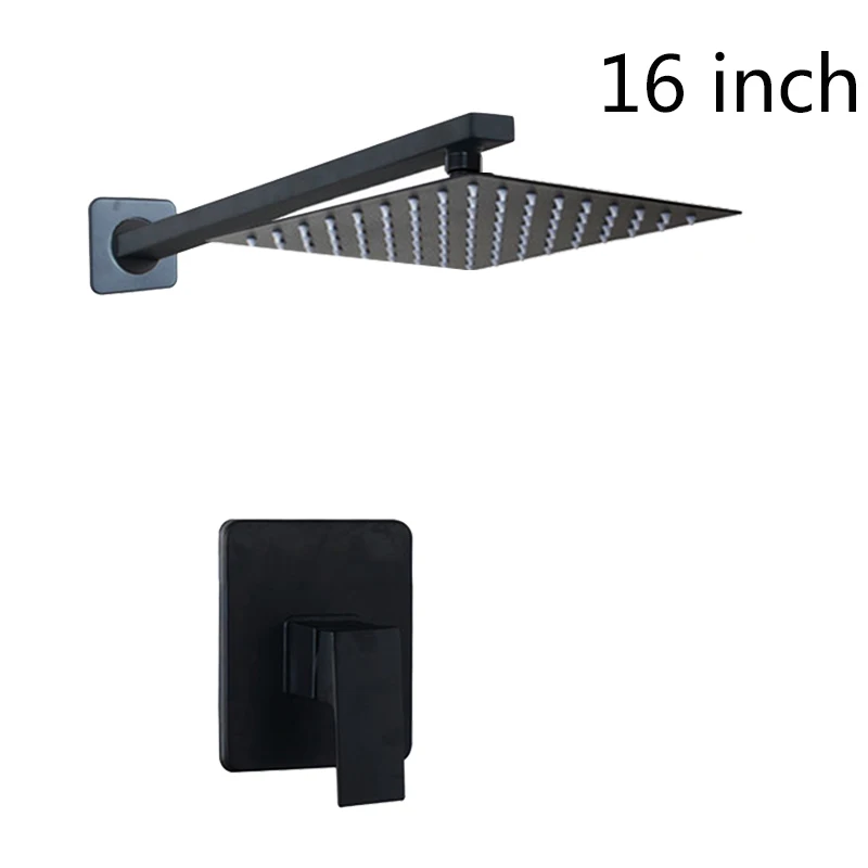 16 Inch set 02 Ванная комната роскошная черная душевая головка с душевой рукояткой черный душевой набор ванная комната дождевая квадратная душевая головка - Цвет: 16 Inch set 02