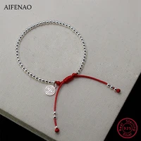 925 sterling silver beads bracelet handmade red rope bracelets for women red thread bangle lucky jewelry girls lady gift