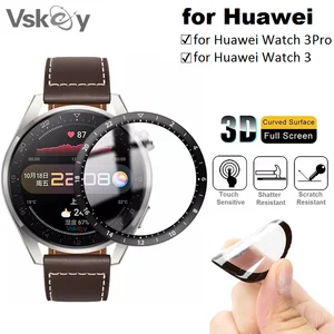 100pcs 3d curved soft screen protector for huawei watch 3 pro gt3 smart watch full coverage protective film free global shipping