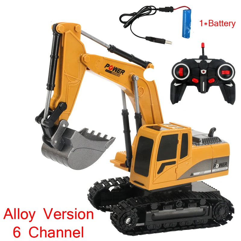 Alloy 1 Battery 2,4 ГГц 6-канальный RC трактор экскаватор игрушки Перезаряжаемые имитация Электрические Rc автомобиля РТР дистанционного управления сплава и Пластик игрушки для детей, подарок - Цвет: Alloy 1 Battery