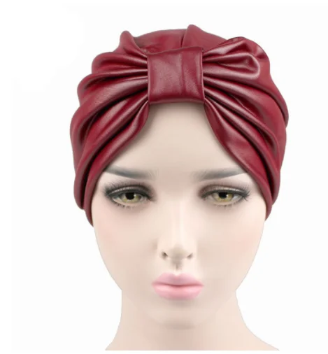 Модный женский тюрбан из искусственной кожи повязка для волос химический