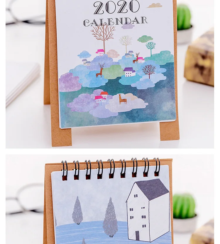 Ручной рисунок свежий мультфильм Мини Фламинго настольная бумага календарь двойной ежедневный планировщик стол планировщик годовой Органайзер дня