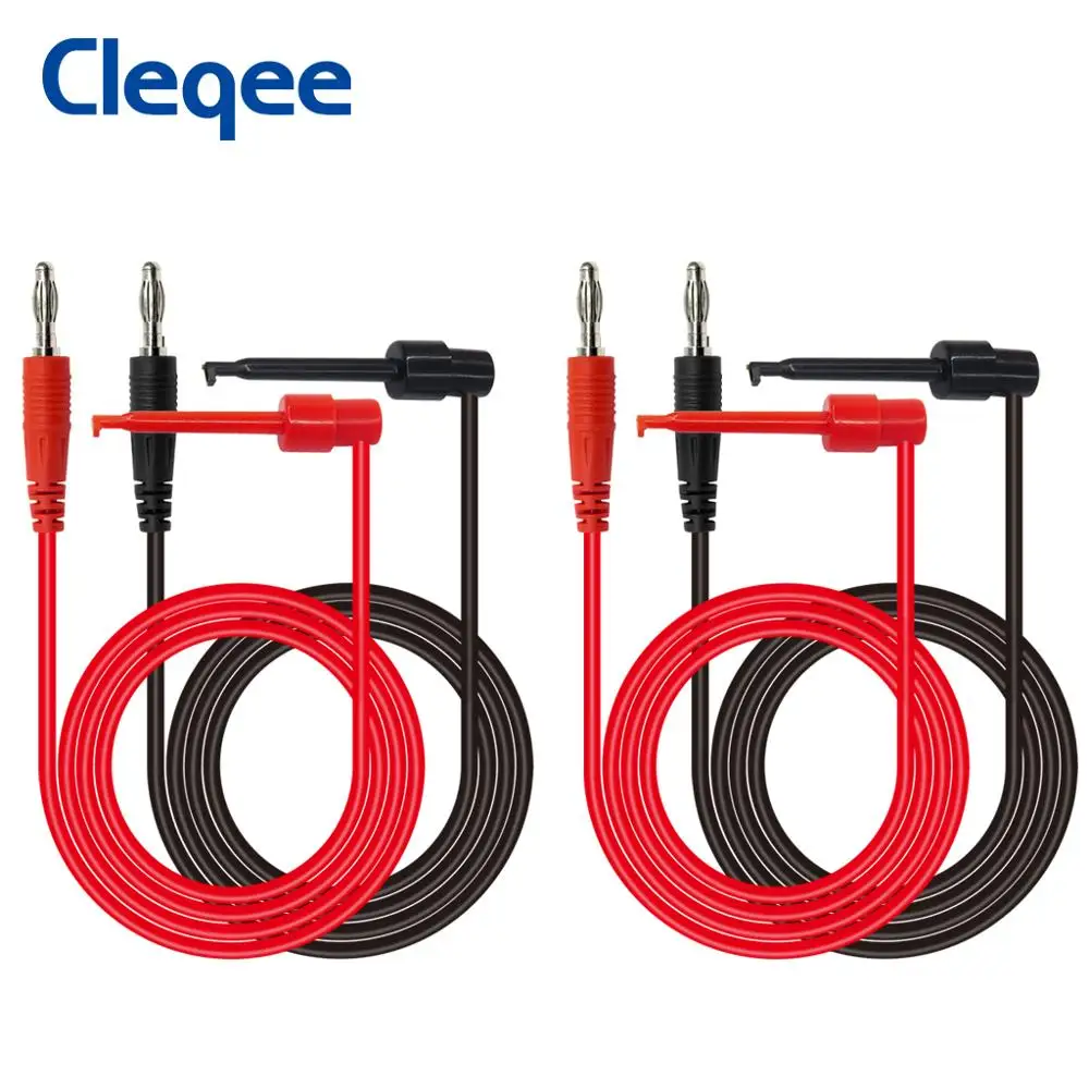 Cleqee P1039 2/4 шт. 4 мм банановый штекер для тестирования крючка зажим Тестовый Кабель