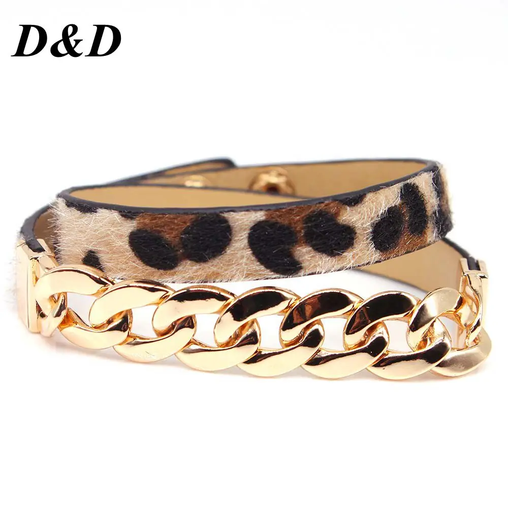 2021 модные новые ретро аксессуары с леопардовым принтом кожаные браслеты двойным