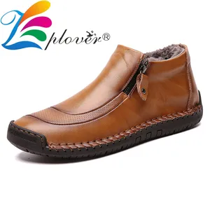 Мужская обувь ручной работы из спилка, теплые плюшевые мокасины на низком каблуке, большие размеры, Zapatos Hombre, зима 2019