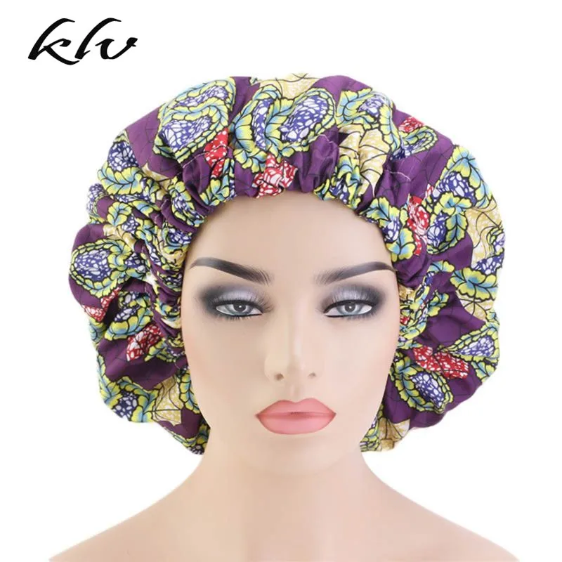 Женская сверхбольшая двухслойная шапочка атласная подкладка ночная с