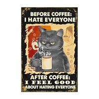 cat coffee tin sign vintage poster bar club bathroom cafe family restaurant wall decoration 8x12 inches