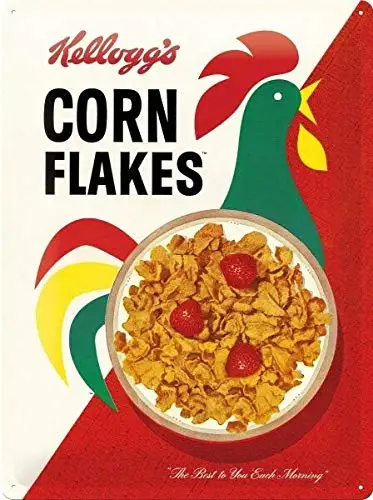 

Kelloggs Cornflakes Theme Metal Tin Sign 8x12 Inch Home Kitchen Travel Decor Retro Tin Sign