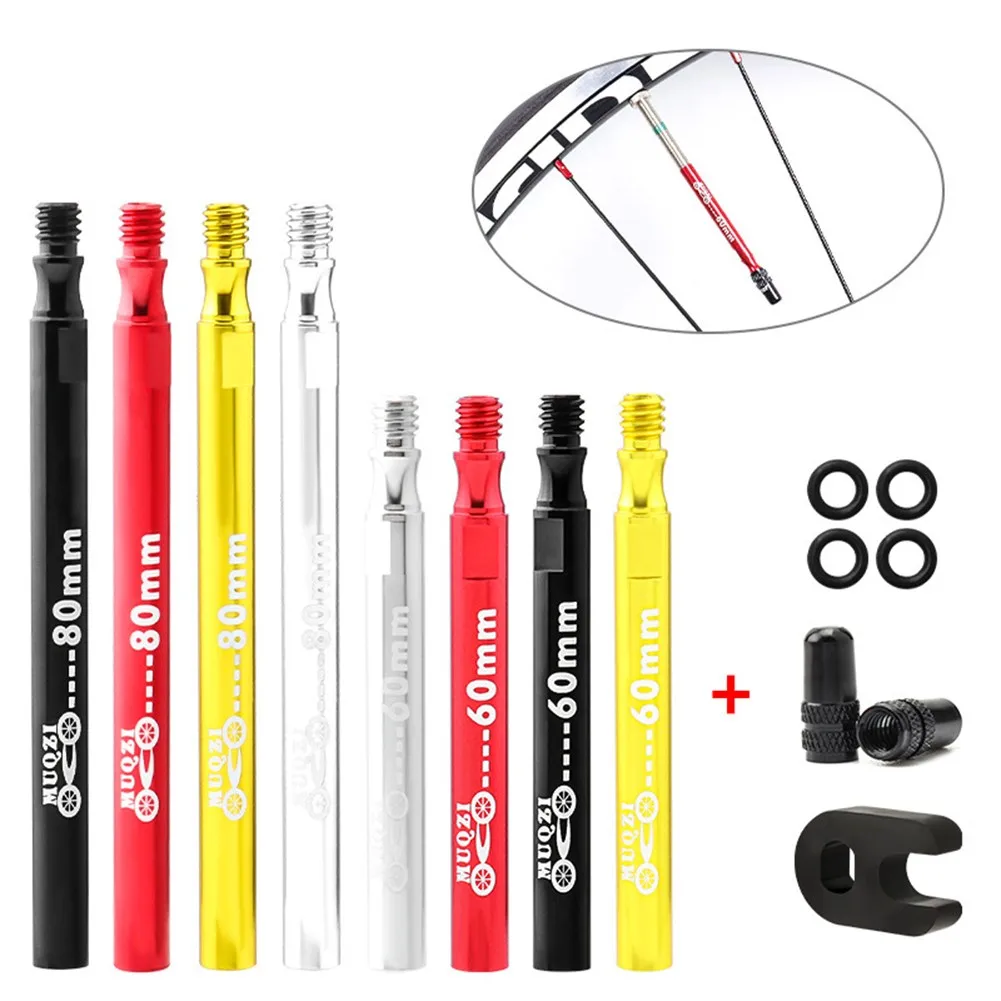 

2pcs Bicycle Presta Valve Inner Bike Tubes Extender Aluminum Alloy Size 60/80mm MTB Road Bicycle Tubeless Rim Valve Tools