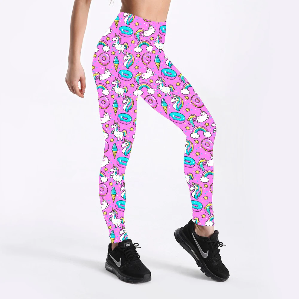 Женские леггинсы с единорогом и пончиком супер мягкие из кожи персика эластичной