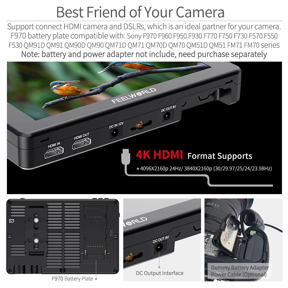 7-дюймовый сенсорный экран FEELWORLD LUT7 PRO 2200nits 3DLUT DSLR-камера полевой директор монитор