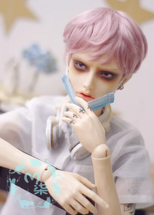 Bjd кукла парик синтетические мохер короткие 9-10 дюймов 8-9 дюймов 7-8 дюймов 6-7 дюймов 5-6 дюймов 1/3 1/4 1/6 1/8 1/12 темно-коричневый блондин красный - Цвет: Розовый