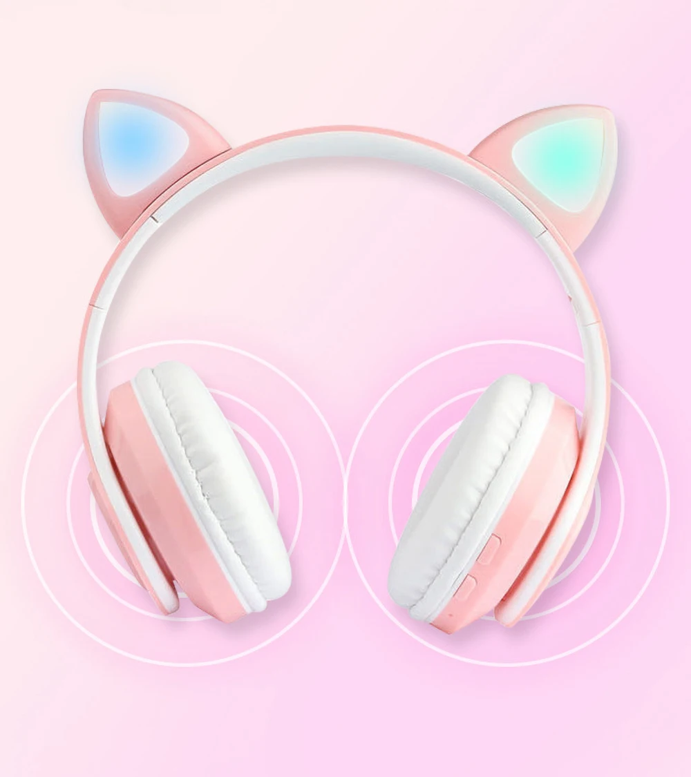 

New Arrival LED Cat Ear Noise Cancelling Headphones Bluetooth 5.0 Young People Kids Headset Support TF Card 3.5mm Plug With Mic