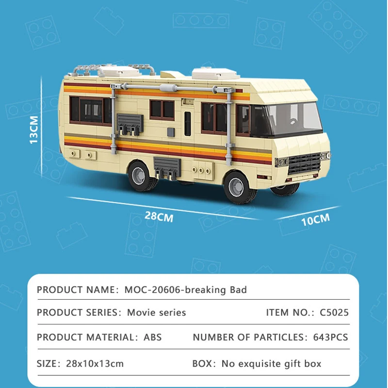 

American Drama Breaking Bad Classic Walter White Pinkman Cooking Lab RV Ideas Building Bricks Bulk Model Educational Kids Toys