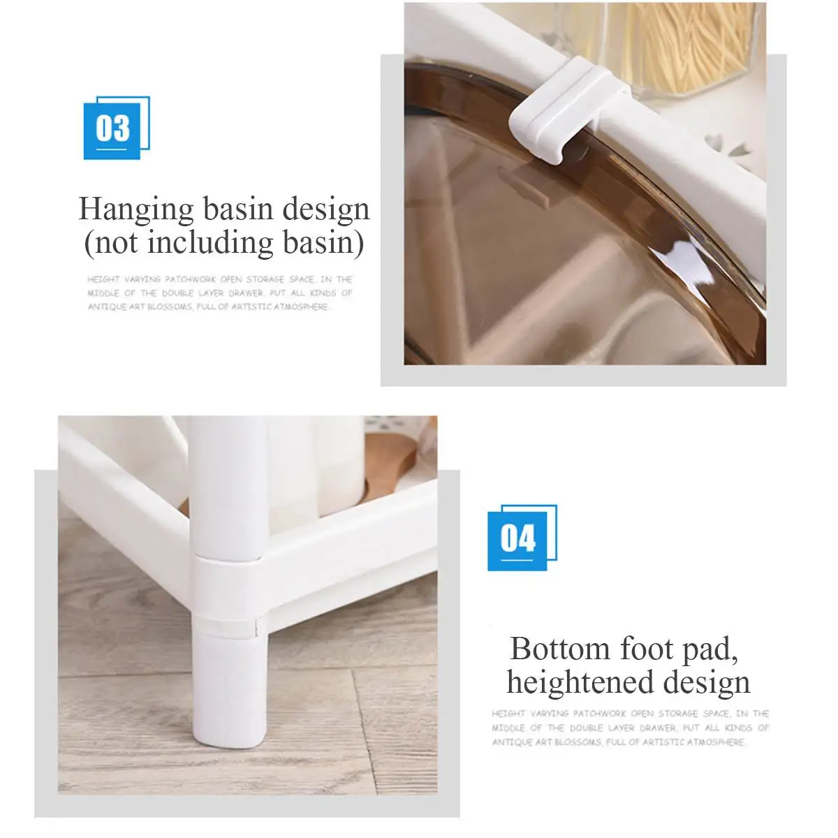 

3/4 Layers Strong bearing Capacity Kitchen Shelf Bathroom Bedroom Storage Shelf Holder Sundries Rack Waterproof Anti-rust