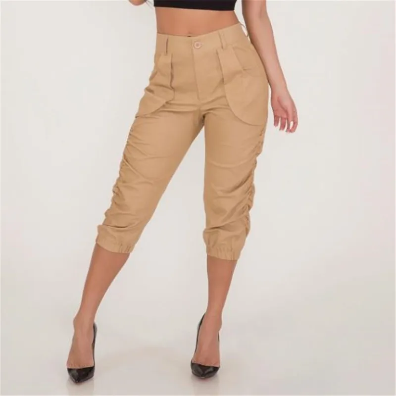 2019 New High Elastic Waist Harem Pants Women Spring Summer Fashion Calf-Length Female Office Lady Black Trousers Belt Hot | Женская