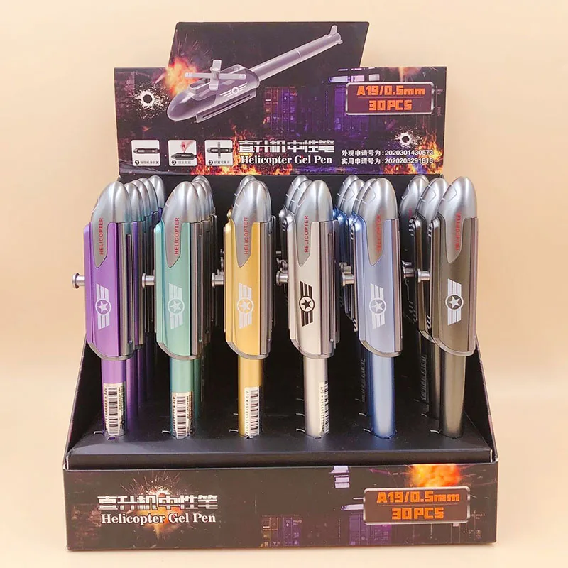 

30 pcs/lot Creative Helicopter Gel Pen Cartoon 0.5 mm black ink Signature Pens School Office writing Supplies Promotional Gift