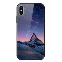 for apple iphone xs phone case tempered glass case back cover with black silicone bumper star sky pattern
