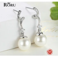 925 silver natural pearl earrings womens bohemia vintage pins jewelry drop catkins with zircon stones wedding earring