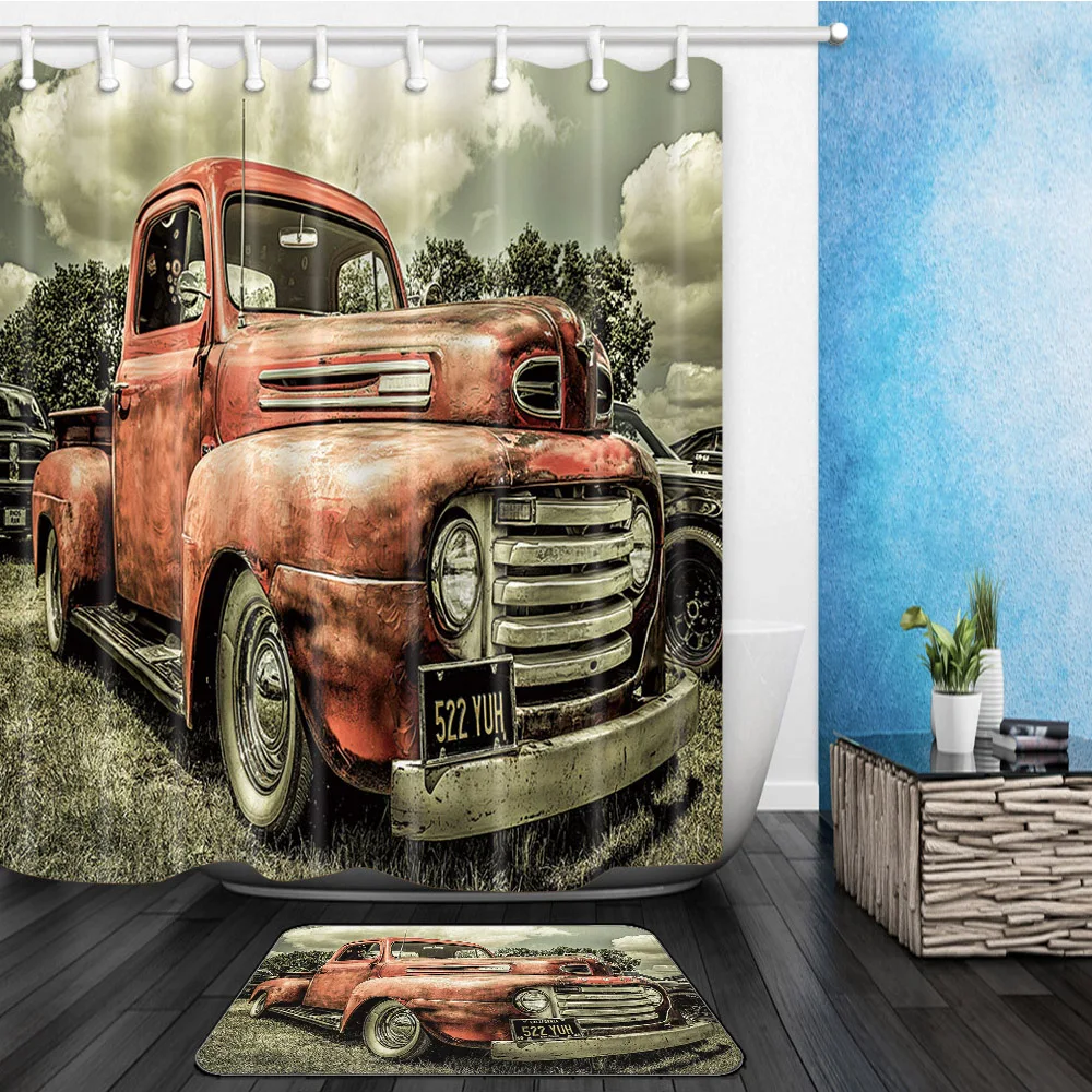 2 шт./компл. американская винтажная Автомобильная занавеска для душа с рисунком в