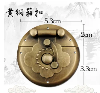 

Chinese style copper box buckle antique wooden box lock jewelry box gift box lock plate hardware accessories pure copper round