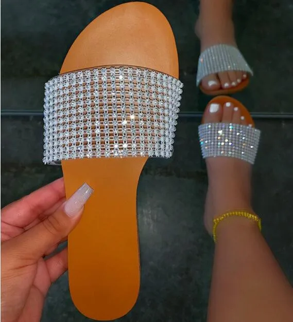 

Spring/summer new 2020women metal beaded flat non-slip fashion all-match casual beach sandals outdoor slippers home durable ms