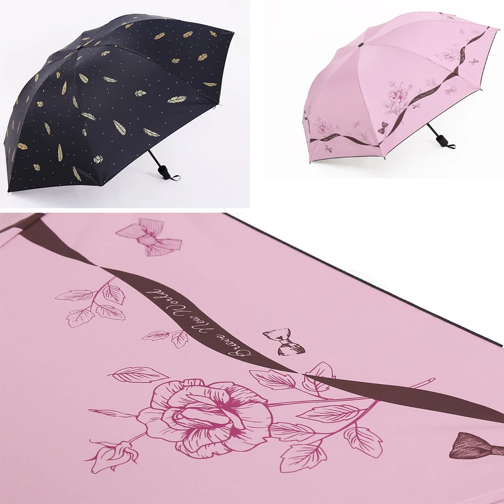 

Travel Parasol Folding Rain Windproof Umbrella Folding Anti-UV Sun/Rain Umbrella Female Gift Girls Anti-UV Waterproof Portable