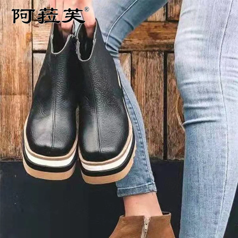 Women's Chelsea Boots 2022 Winter New Wedges Female Shoes Pu Leather Thick Bottom Ankle Fashion Gothic Non-slip Zapatos | Обувь