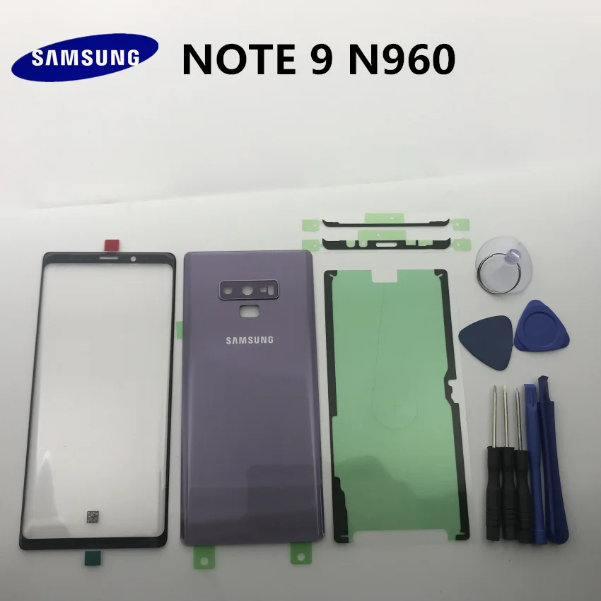 Чехол для samsung Galaxy NOTE9 NOTE 9 N960 N960F, Задняя стеклянная крышка, задняя крышка для батареи, крышка для двери+ передняя стеклянная линза+ клей+ Инструменты