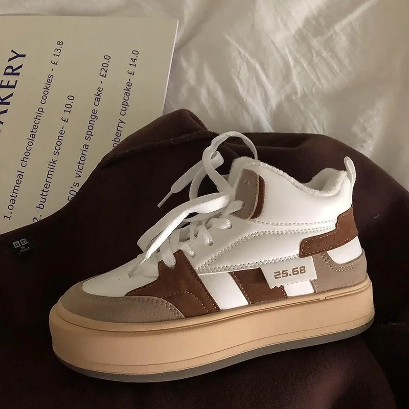 

Sneakers Fashion High-top Platform Cotton Shoes Women Winter Plus Velvet Warm Casual Female Tennis Vulcanized Zapatillas Mujer
