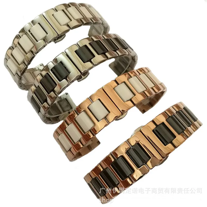 Роскошные часы из нержавеющей стали и керамики цвета розового золота ремешок для