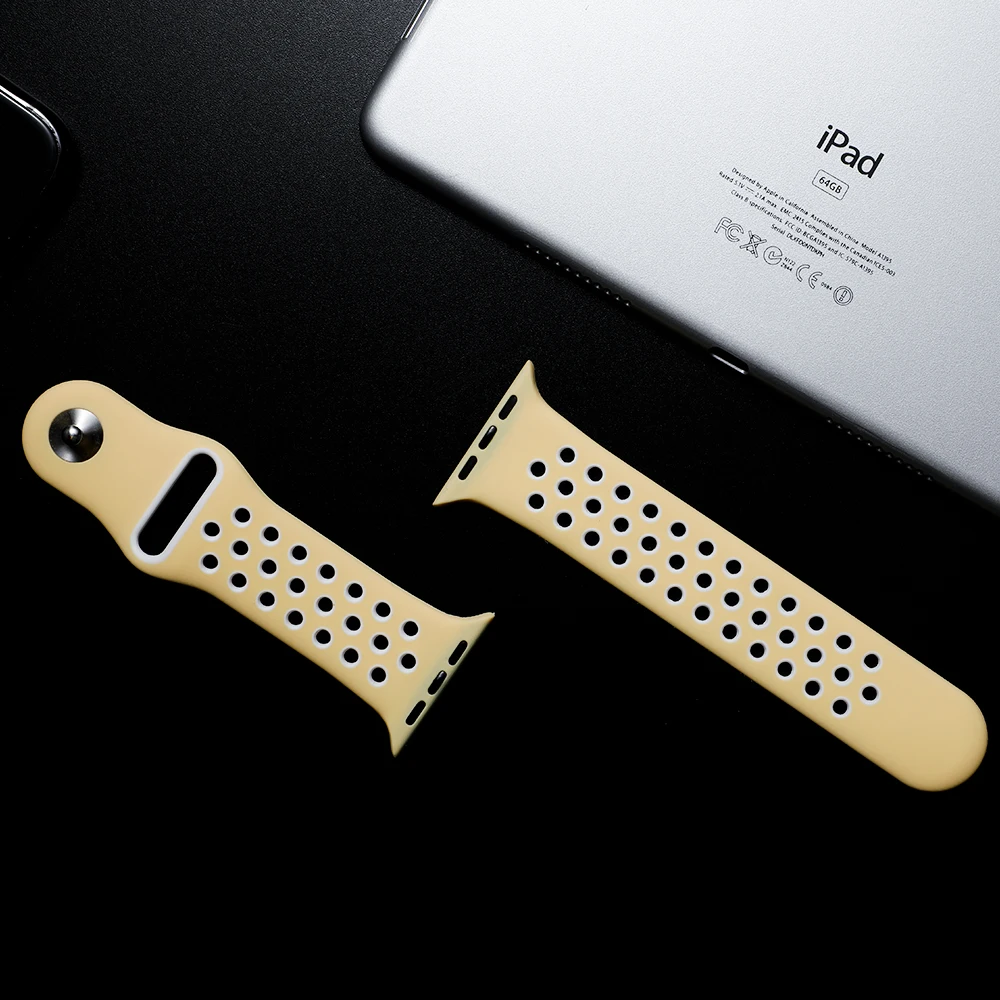 Дышащий силиконовый спортивный ремешок для Apple Watch 5 4 3 2 1 42 мм 38 мм резиновый ремешок для Nike+ Iwatch 5 4 3 40 мм 44 мм