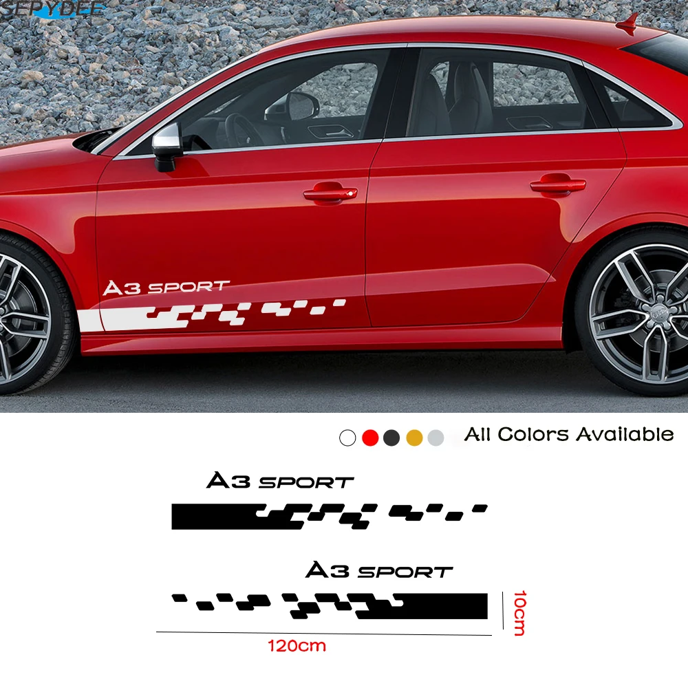 Автомобильный боковой двери полосатые наклейки Наклейка для Audi A1 A2 A3 8P 8V 8L A4 B5 B6 A5