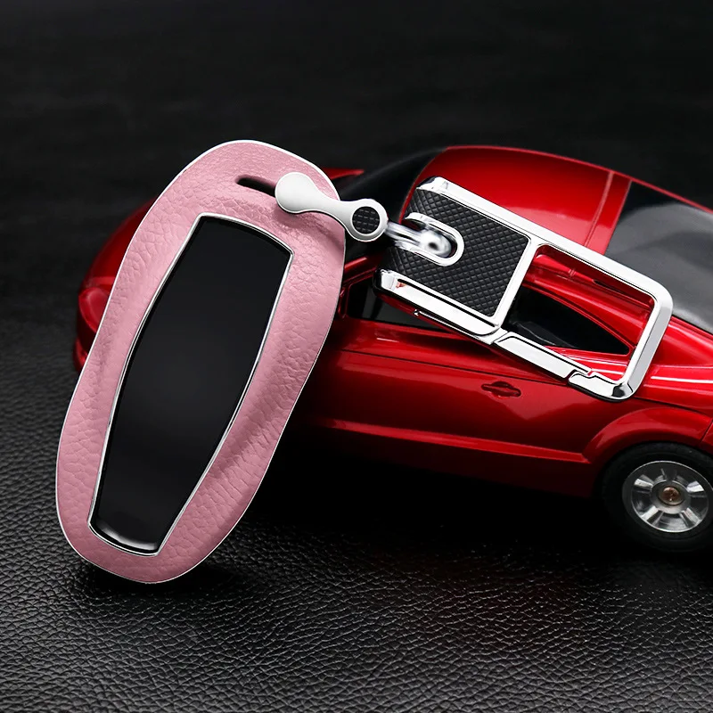 Верхний слой кожа + ABS чехол для дистанционного ключа от машины автомобильный Tesla