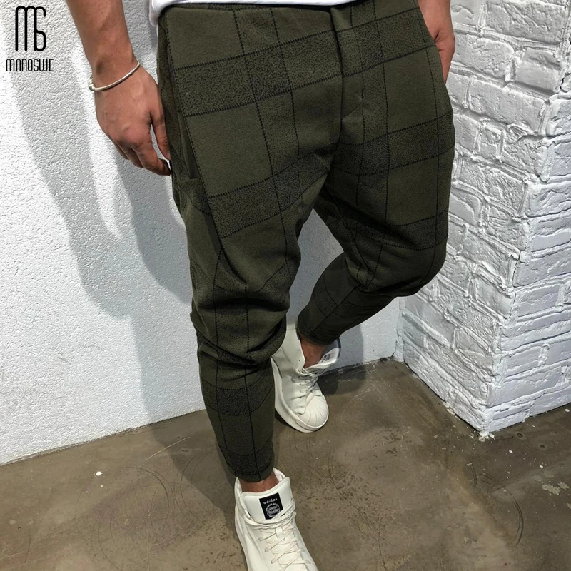 Мужские брюки карандаш Manoswe красные классические в клетку винтажном стиле