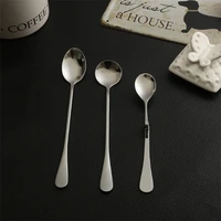 6pcsset high quality long handled stainless steel coffee ice cream dessert tea spoons kitchen tableware