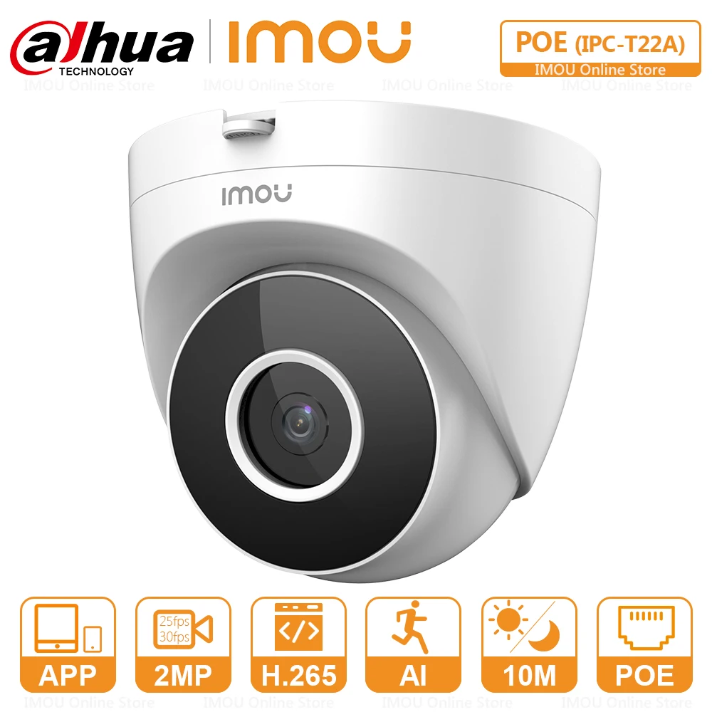 

Dahua Imou Dome PoE IP Camera Security Surveillance Camera Indoor Use AI Human Detection Support ONVIF Protocol IPC-T22A