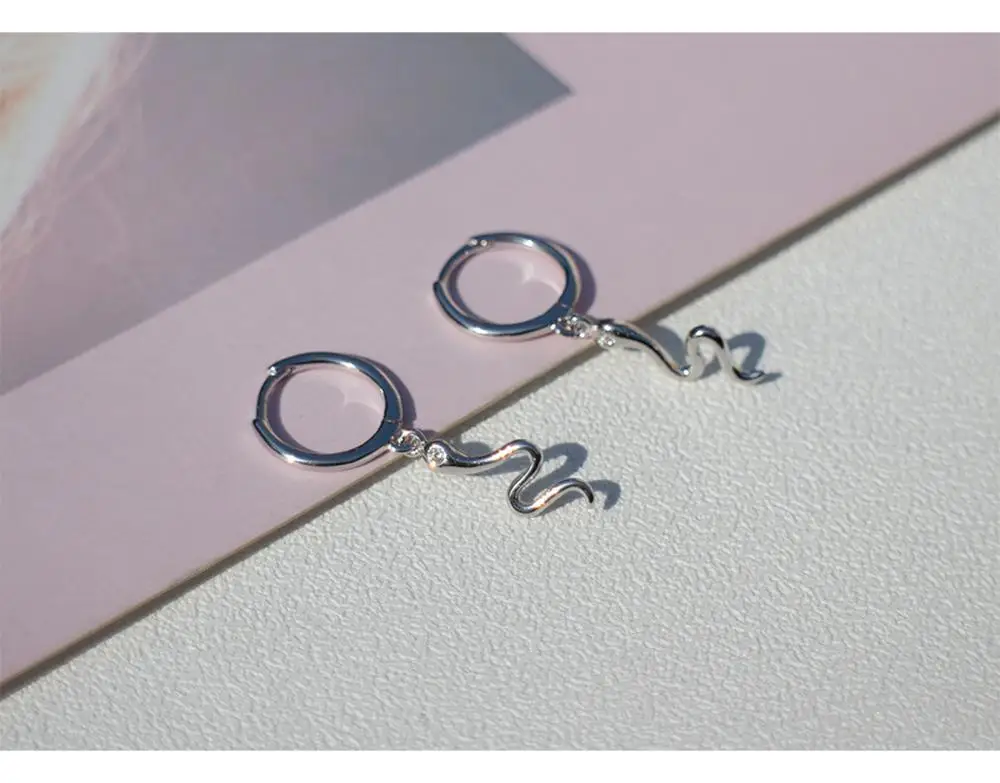 Серьги из стерлингового серебра 925 пробы модные короткие серьги в виде змеи с
